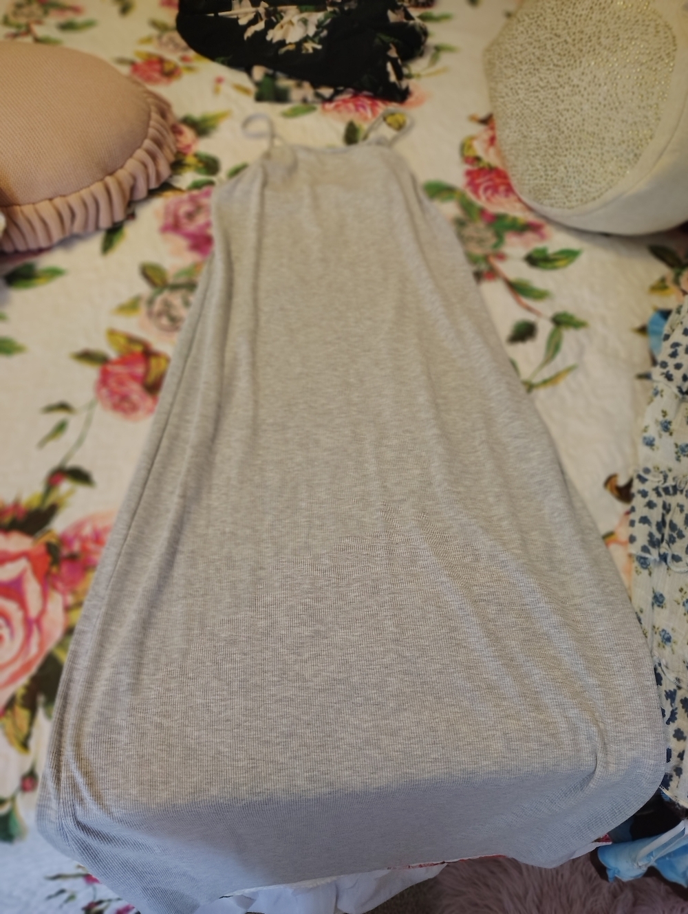 American Eagle Light Gray Ribbed Slip Dress